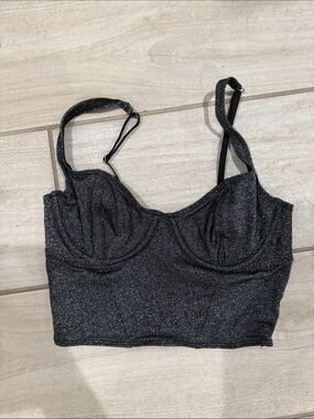 Gilly Hicks Black Shimmery Bralette Crop Top